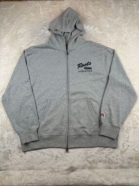 Roots Athletics 1973 Warm-Up Jersey Mens Full Zip Hoodie Size L Gray Sweatshirt
